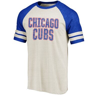 Fanatics Branded Chicago Cubs Cream/Royal True Classics Colorblock Raglan T-Shirt