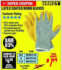 Latex Coated Work Gloves X-Large