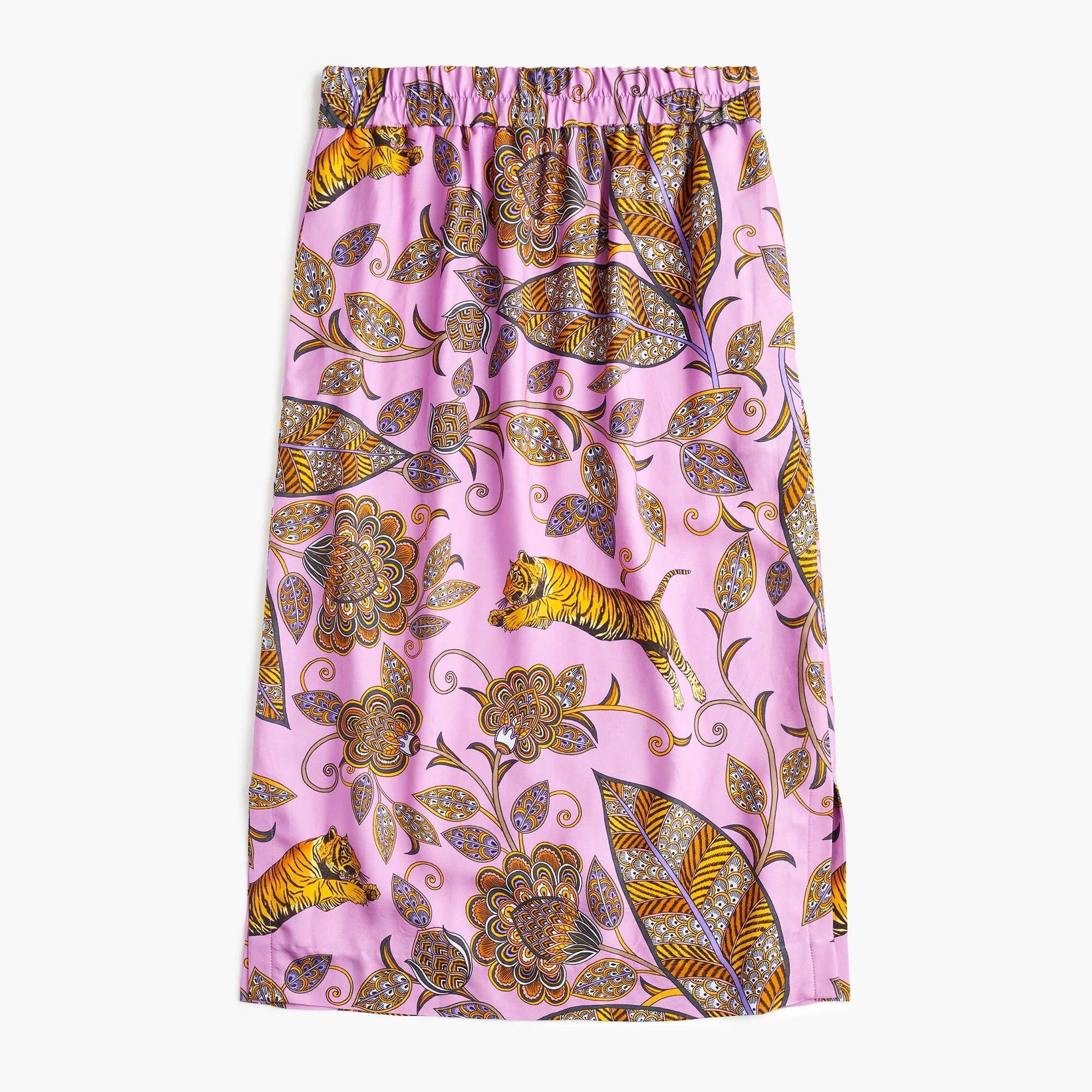 Pull-on midi skirt in tiger floral