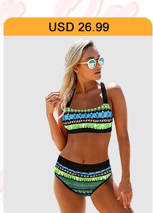 Tie Back Printed High Waist Bikini Set 