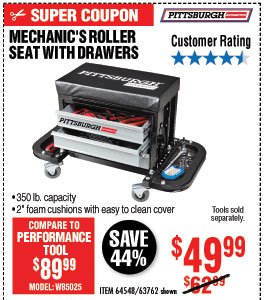 Mechanic's Roller Seat with Drawers 