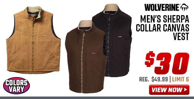 Wolverine Men's Sherpa Collar Canvas Vest