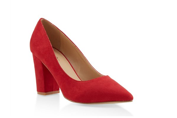 Block Heel Pointed Toe Pumps