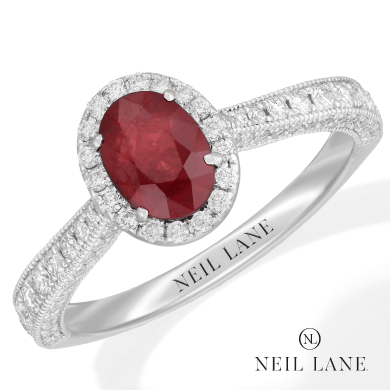 Neil Lane Ruby Engagement Ring 1/2 ct tw Diamonds 14K White Gold