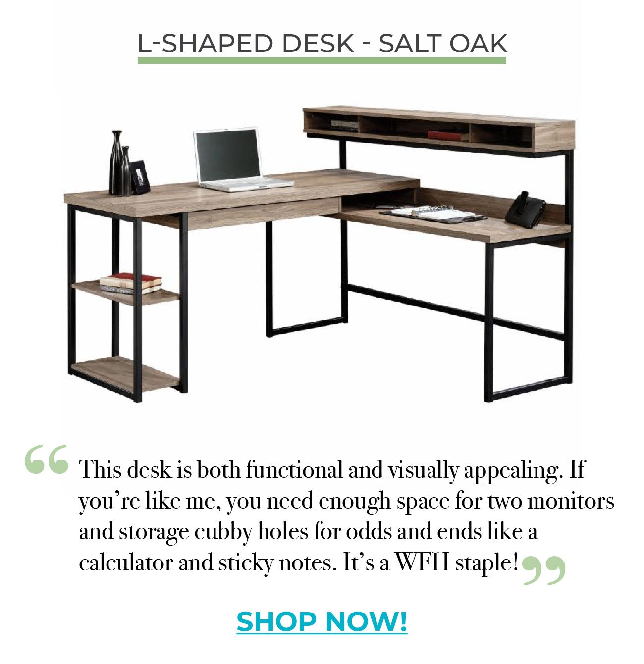 L-Shaped Desk - Salt Oak