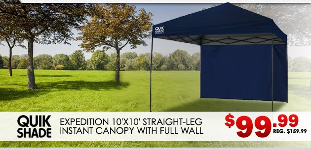 QuikShade Expedition 10'x10' Straight-Leg Instant Canopy with Full Wall