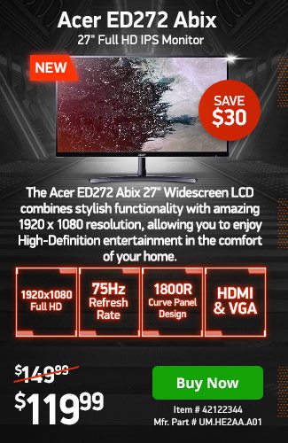 Acer ED272 Abix 27" 1080p LCD Monitor | 42122344 | Shop Now