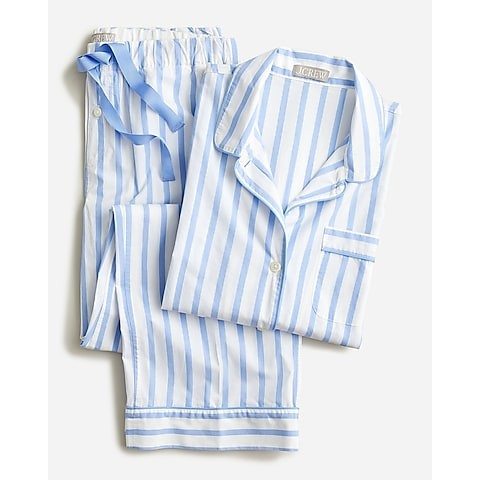 Long-sleeve cotton poplin pajama set in barbie stripe