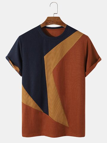 Knit Irregular Colorblock T-Shirts