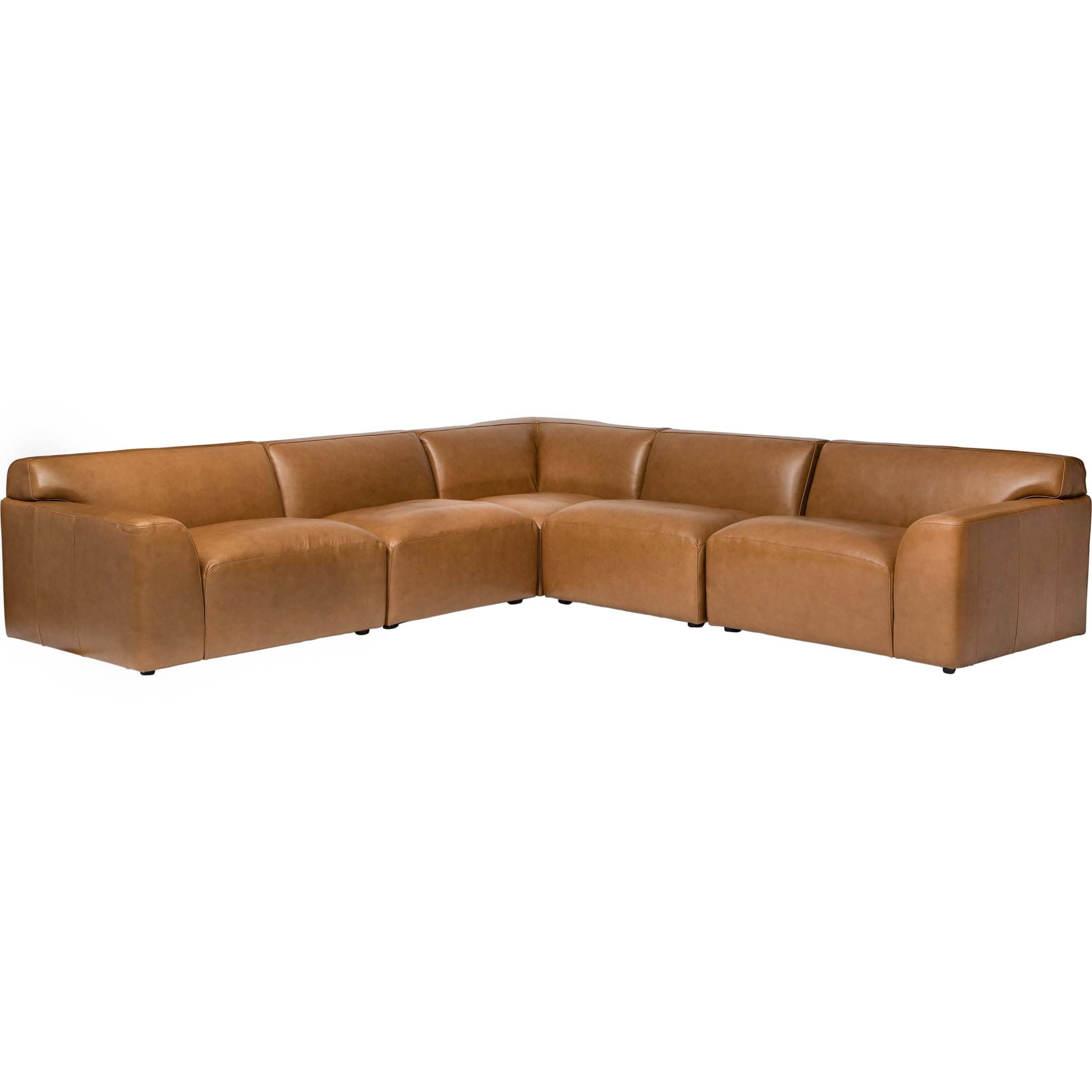 Image of Perry 5 Piece Sectional, Boston Camel