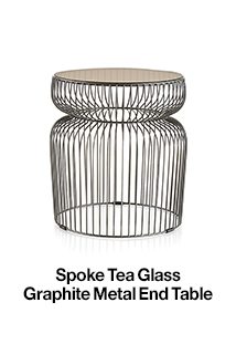 Spoke Tea Glass Graphite Metal End Table