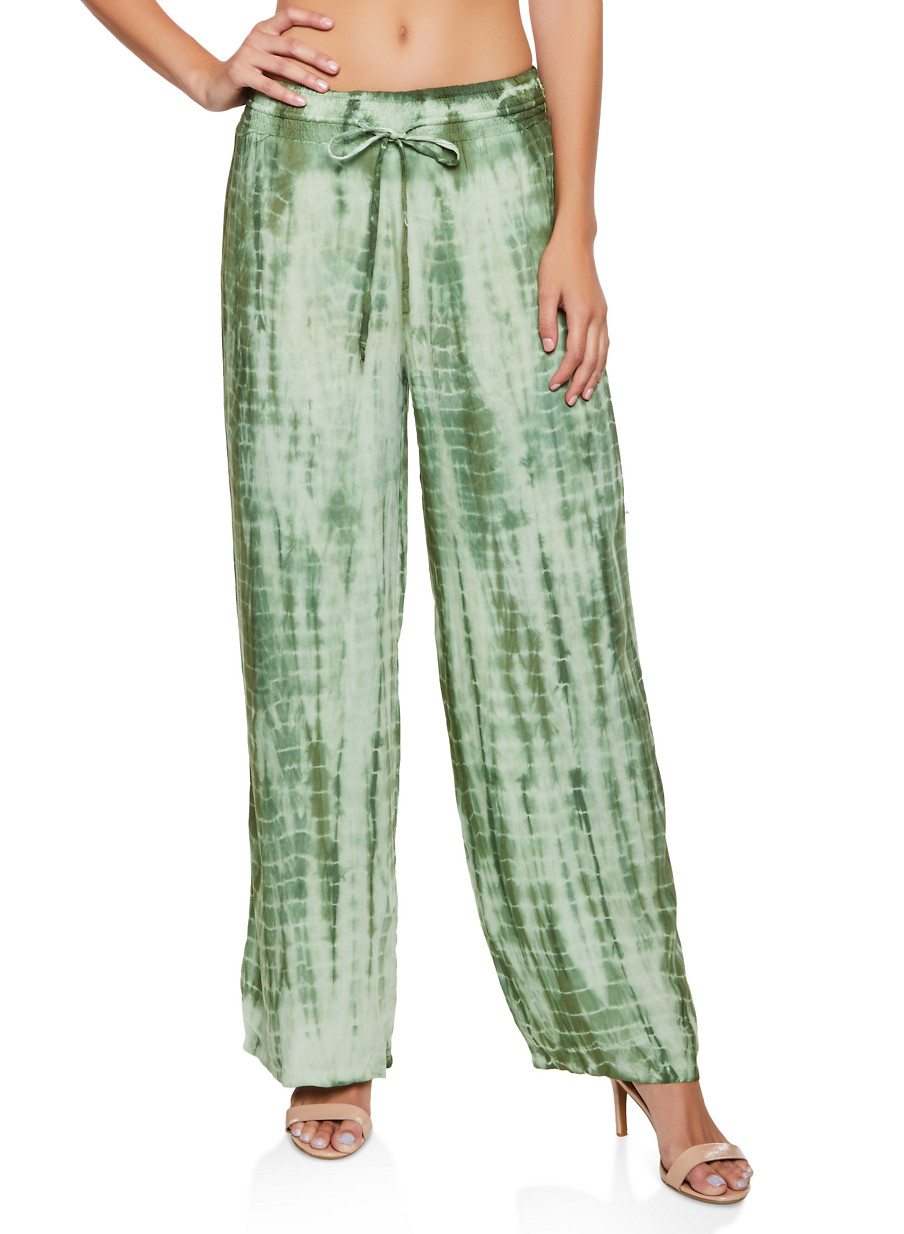 Tie Dye Drawstring Waist Palazzo Pants