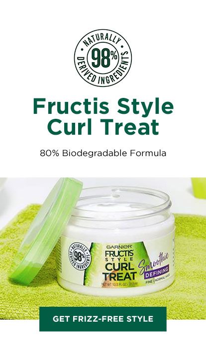 98 PERCENT NATURALLY DERIVED INGREDIENTS - Fructis Style Curl Treat - 80 Percent Biodegradable Formula - GET FRIZZ-FREE STYLE