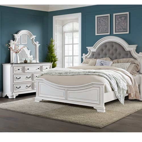 Magnolia Bedroom 3PC Set - King Bed, Dresser, Mirror - MAGNOLIAKGBEDSET