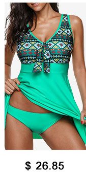 Cutout Back V Neck Swimdress and Panty