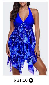 Halter Royal Blue Asymmetric Hem Swimdress and Panty