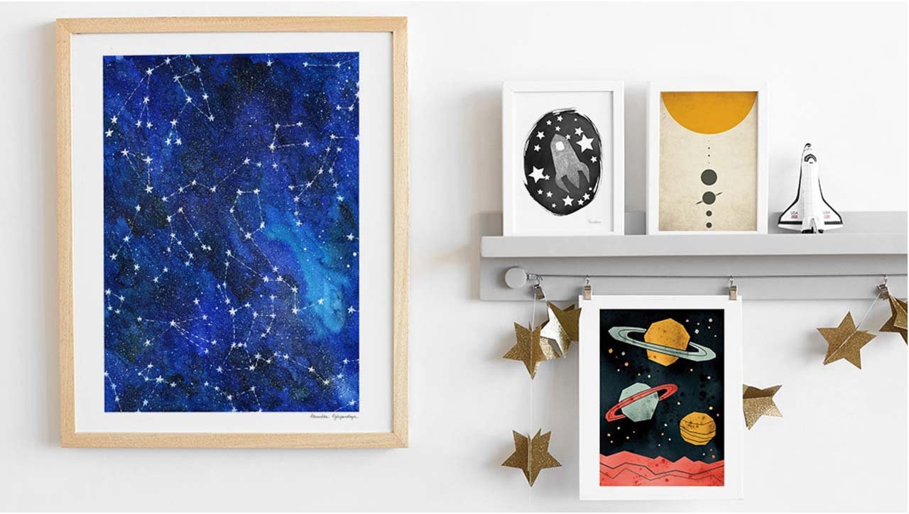  Constellations by Alexandra Dzh, To The Stars and Beyond by Raven Erebus, Planetary Neighbors by GeekInk Design, Space Planets by Susanne Kasielke