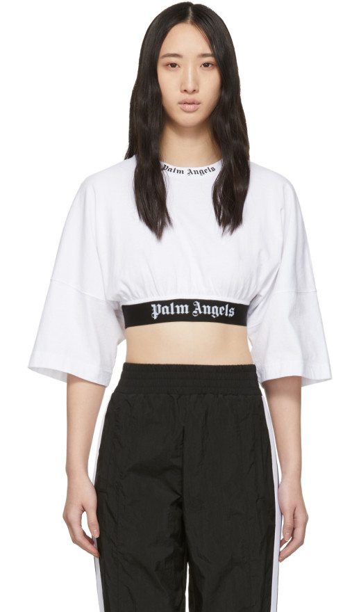 Palm Angels - White Cropped Logo T Shirt
