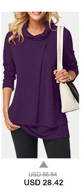 Long Sleeve Cowl Neck Layered T Shirt