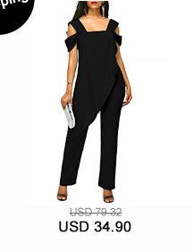 Black Open Back Overlay Wide Strap Jumpsuit