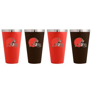 Cleveland Browns 4-Pack Matte Color Stainless Steel Pint Glass Set