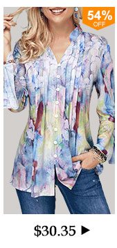 Split Neck Crinkle Chest Flare Cuff Blouse