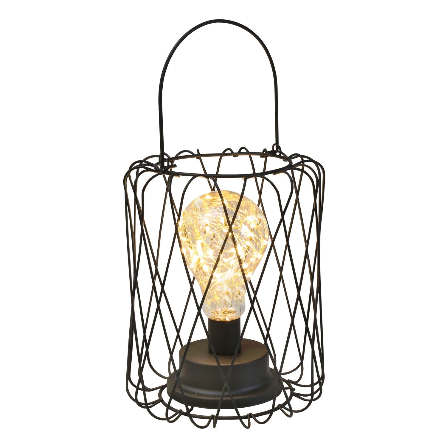 Circleware Round Basket Lantern with LED Bulb