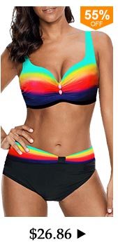 Strappy Dazzle Color High Waist Bikini Set