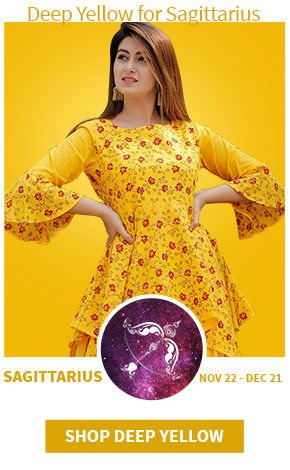 Zodiac Color for Sagittarius: Deep Yellow ethnic and fusion wear. Shop!