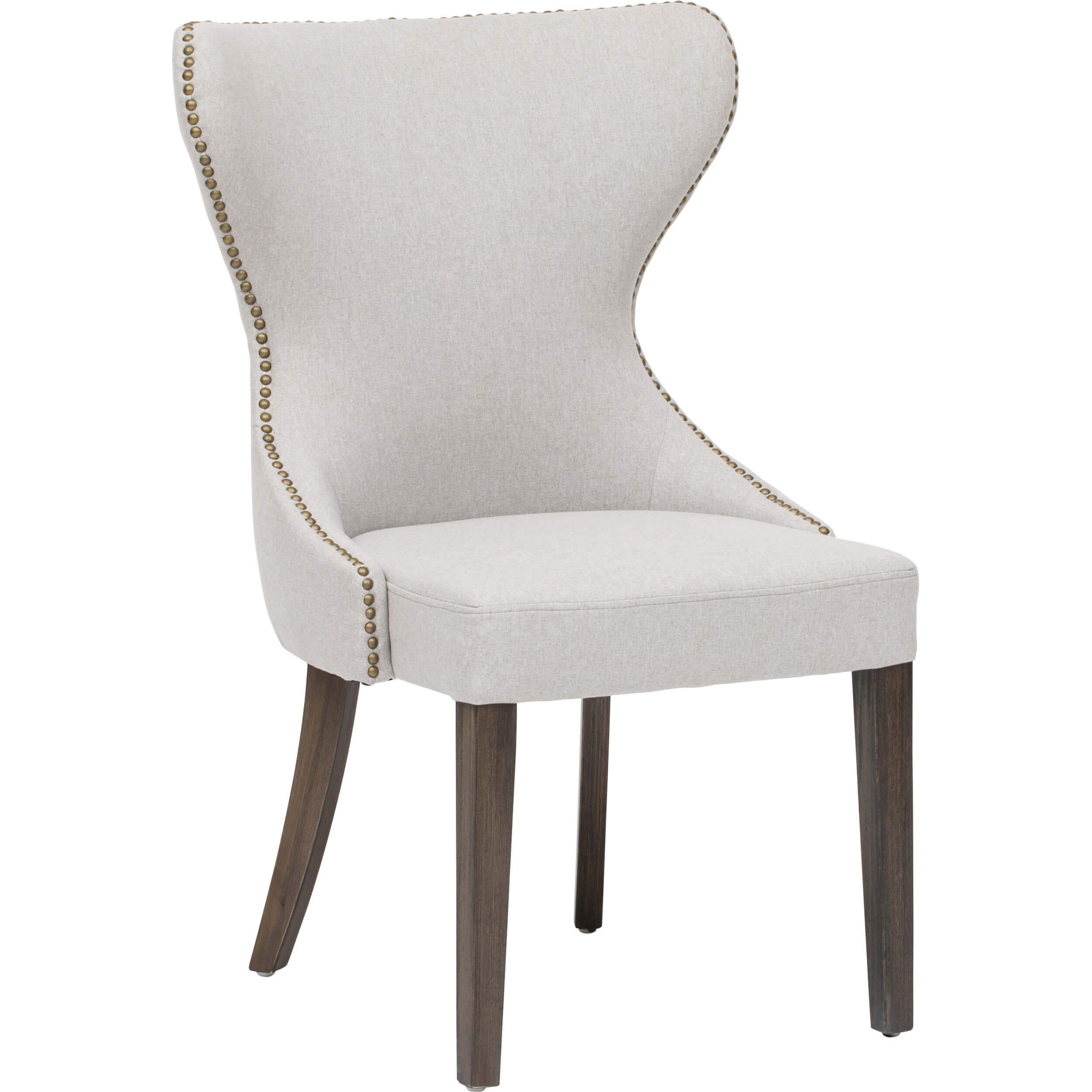 Image of Ariana Dining Chair, Light Grey, Brass Nailheads