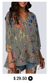 Three Quarter Sleeve Split Neck Blouse