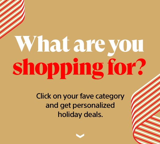 What are you shopping for? Click on your fave category and get personalized holiday deals.