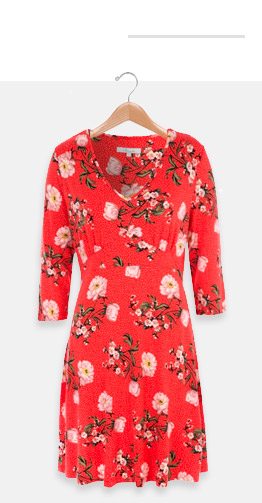 red floral dress