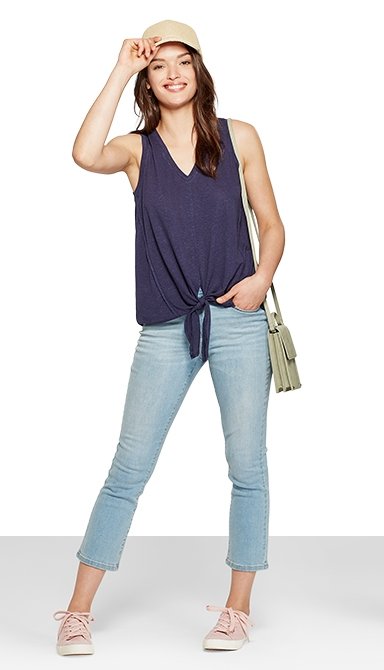 Women's tie-front tank top $12.99