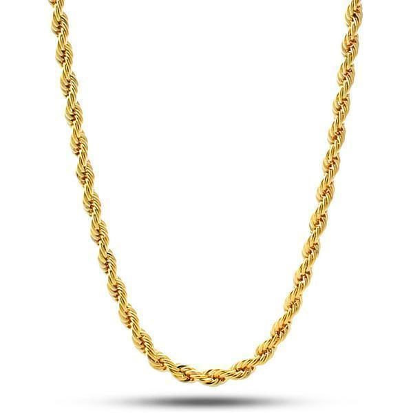 Image of 4mm 14K Gold Stainless Steel Rope Chain
