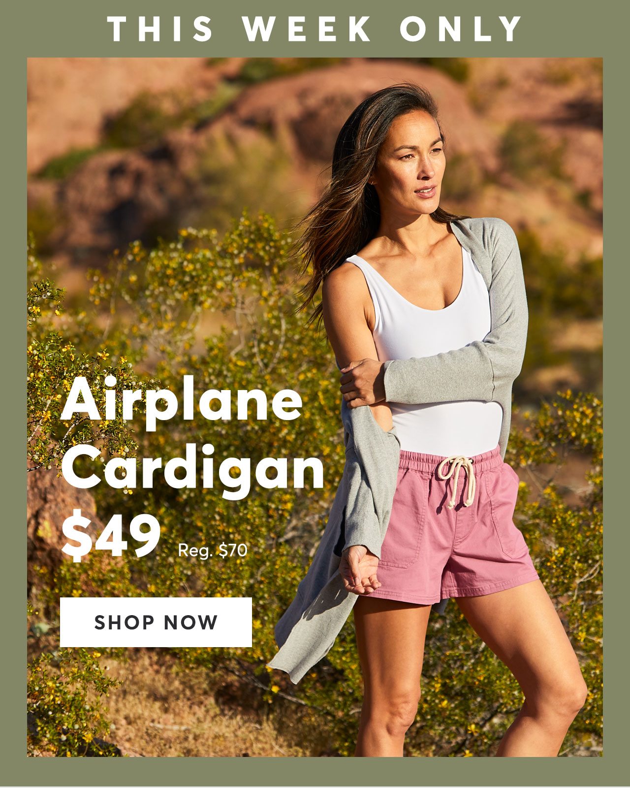 This week only! Airplane Cardigan $49, reg $70.