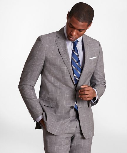 BrooksGate™ Regent-Fit Windowpane Wool Suit Jacket