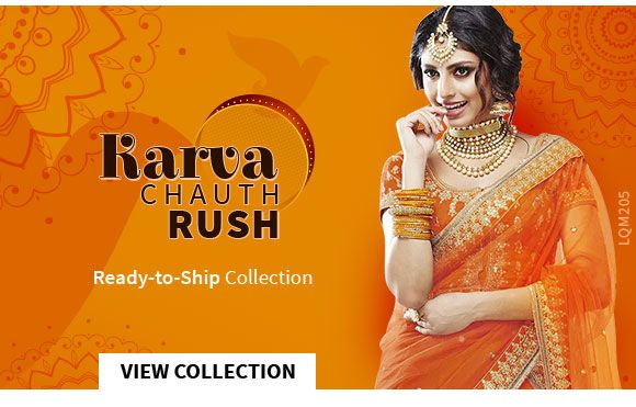 Karva Chauth Ready-to-Ship Collection of sarees, abayas & lehengas. Shop!