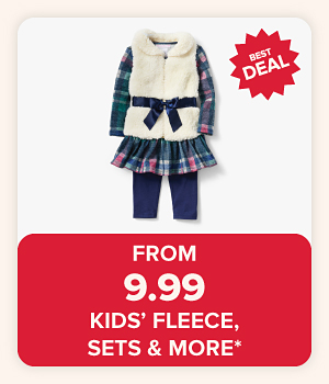 From 14.99 kids’ fleece, sets & more. A kids' holiday outfit.