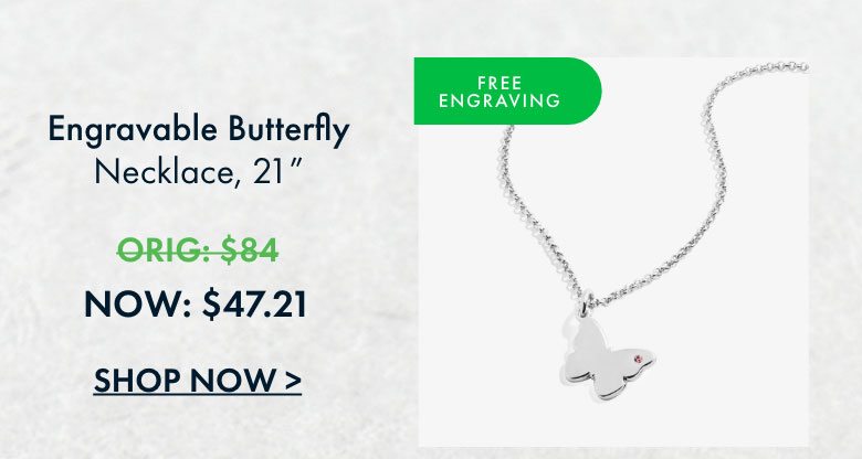 Engravable Butterfly Necklace |Extra 25% Off