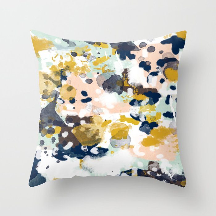 Sloane - Abstract painting in modern fresh colors navy, mint, blush, cream, white, and gold