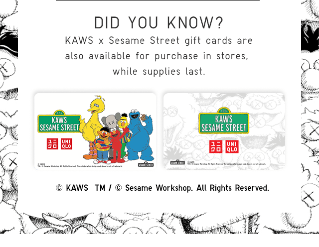 KAWS X SESAME STREET GIFT CARDS