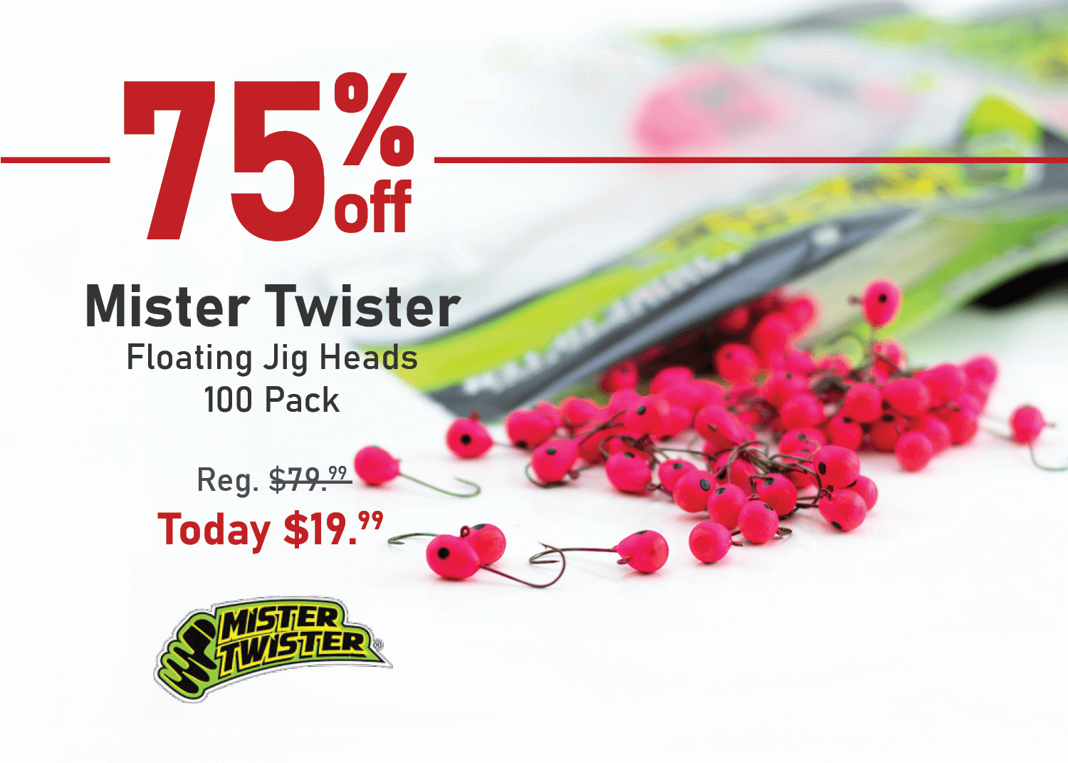 Take 75% off Mister Twister Floating Jig Heads - 100 Pack