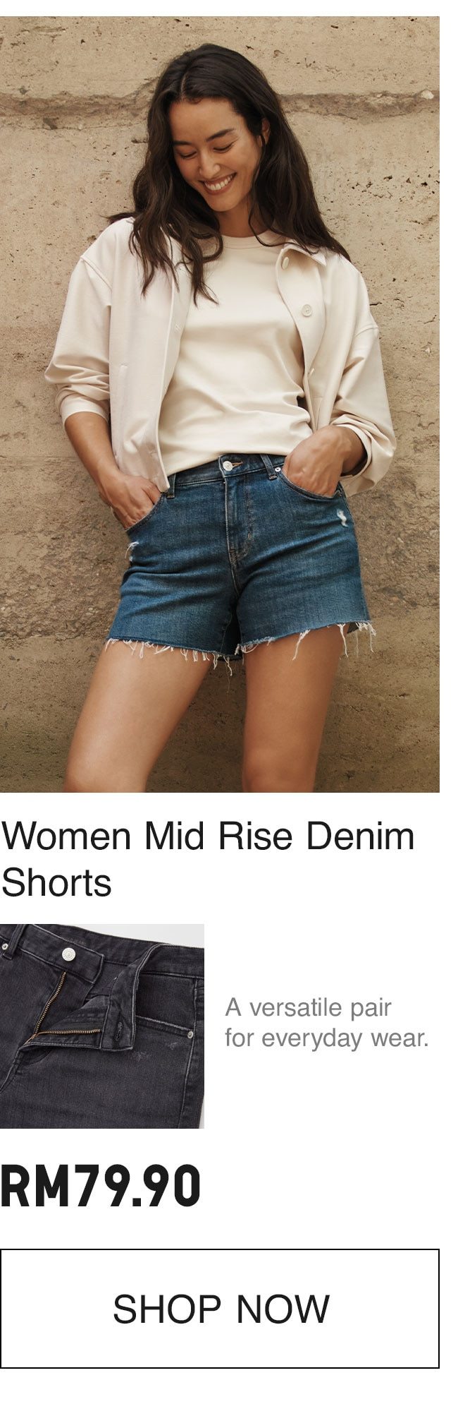 WOMEN MID RISE DENIM SHORTS