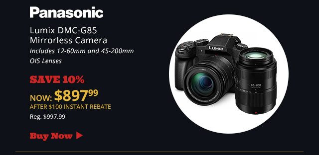 Panasonic Lumix DMC-G85 Mirrorless Camera Includes 12-60mm and 45-200mm OIS Lenses