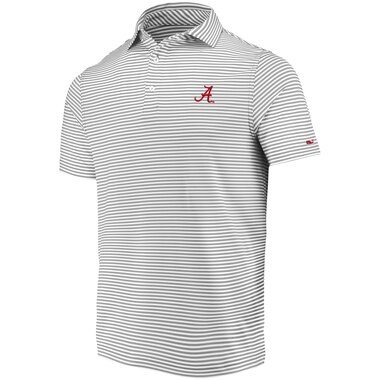 Vineyard Vines Alabama Crimson Tide Gray Winstead Stripe Sankaty Performance Polo