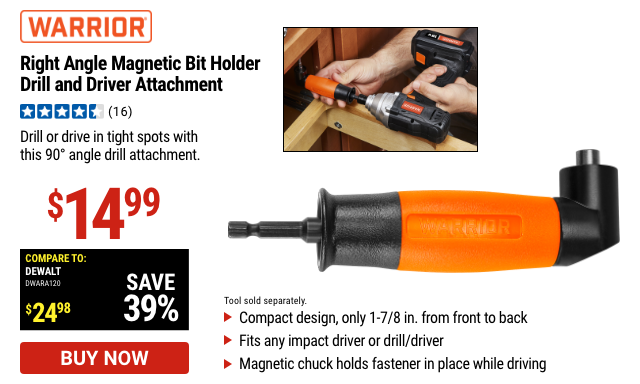 WARRIOR: Right Angle Magnetic Bit Holder Drill And Driver Attachment