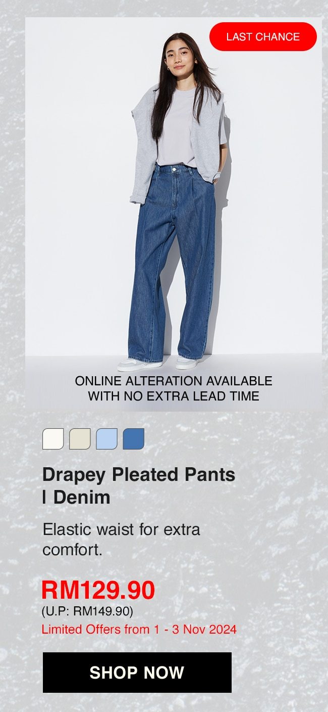 Drapey Pleated Pants | Denim