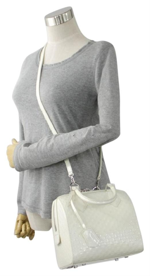 Image of Louis Vuitton Speedy Damier Facette Pm 222152 White Patent Leather Cross Body Bag