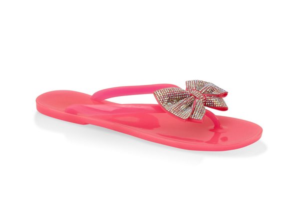 Rhinestone Bow Jelly Flip Flops